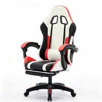 Chaise de gaming ergonomique moderne Boss Racing avec dossier haut, appui-tête réglable, massage, pliable, en cuir PU, pivotante, avec repose-pieds