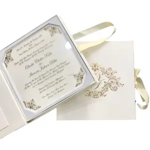 Custom Print Luxury Gold Foil Acrylic Wedding Invitation With Solid Box and hardcover box invitation cards