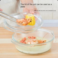 Four à micro-ondes de grande capacité, plats de cuisson ronds ovales à haute teneur en borosilicate avec couvercle en verre