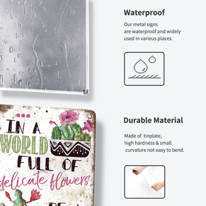 Juego de Letreros Metálicos Variados para Decoración del Hogar, Estilo 'Be a Cactus Happy Place', para Patio, Bar, Jardín, Arte Mural - Product Image 4