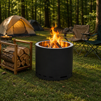 Poêle à bois portable sans fumée de 15 pouces en acier inoxydable avec gril barbecue pour le camping et le chauffage