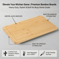 Planche à découper double face en bambou avec rainure pour jus, idéale pour fruits et légumes – Offre Spéciale