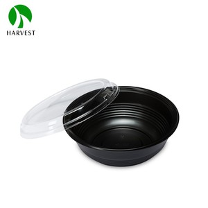 Black <strong>Red</strong> Disposable Plastic PP <strong>Microwavable</strong> Poke Soup Bowl With Lid - Product Image 4