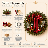 Guirlande de Noël Artificielle Premium Prête à Expédier Personnalisable avec Nœud en Satin Rouge, Cônes de Pin, Épices et Fruits Séchés – Décoration Intérieure et Extérieure
