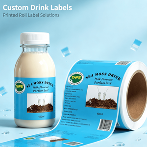 Wholesale High Grade Coated <b>Paper</b> <b>Roll</b> Labels Vivid Print <b>Blue</b> Food Grade Adhesive Stickers For Healthy Drink Bottle Product - Product Image 3
