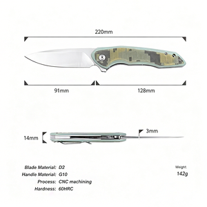 Cuchillo de Bolsillo Plegable con Mango G10 Naranja y Negro, Hoja D2, para Camping y Senderismo al Aire Libre, Venta al Por Mayor de Fábrica - Product Image 6