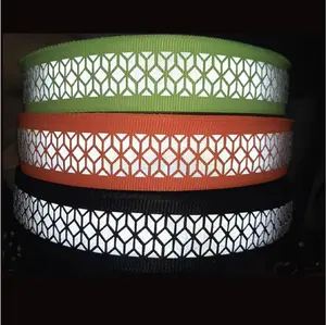 fluorescent orange green black non-elastic 100%polyester reflective ribbon print tape / hi vis reflex logo webbing for garment