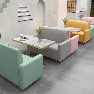 Asiento de cabina de restaurante moderno de lujo ligero juegos de sofá con respaldo alto banco de café asientos comida rápida muebles de restaurante coloridos