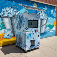 Distributeur automatique de glace en sacs commercial à écran tactile 32 pouces en libre-service avec options, acceptant les pièces, QR, jetons mobiles et intégration TPV