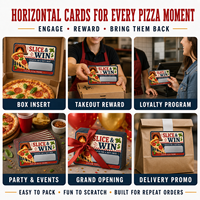 Cartes à gratter promotionnelles couleur personnalisées, coupons de pizza et inserts de boîte pour récompenses à emporter – Vente directe usine