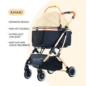 Venta al por mayor de fábrica de lujo, cochecito de ruedas de viaje para mascotas, carrito de transporte para perros y gatos, cuatro rondas, plegable con una mano, cochecito para perros - Product Image 2