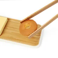 Groothandel Natuurlijke 11.8 "/30Cm Keuken Gebruiksvoorwerp Clip Voor Koken En Bakken Bamboe Houten Toast Tang Met Opknoping gat