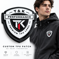 Patch 3D en TPU personnalisé en forme de bouclier, transfert thermique, premium, durable, flexible pour veste, sweat à capuche, casquette, gilet, uniforme, étiquette en TPU