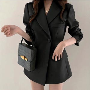 Spring Autumn <strong>Women</strong> Elegant Slim Blazer Long Sleeve Lapel Collar Long Jacket Lady High <strong>Waist</strong> Casual Suit <strong>Coat</strong> - Product Image 3