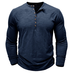 Colección Otoño Invierno 2025, <span class=keywords><strong>camisa</strong></span> Henry de alta calidad para hombre, de algodón flameado Top, trajes de estilo europeo americano de manga larga para exteriores - Product Image 2