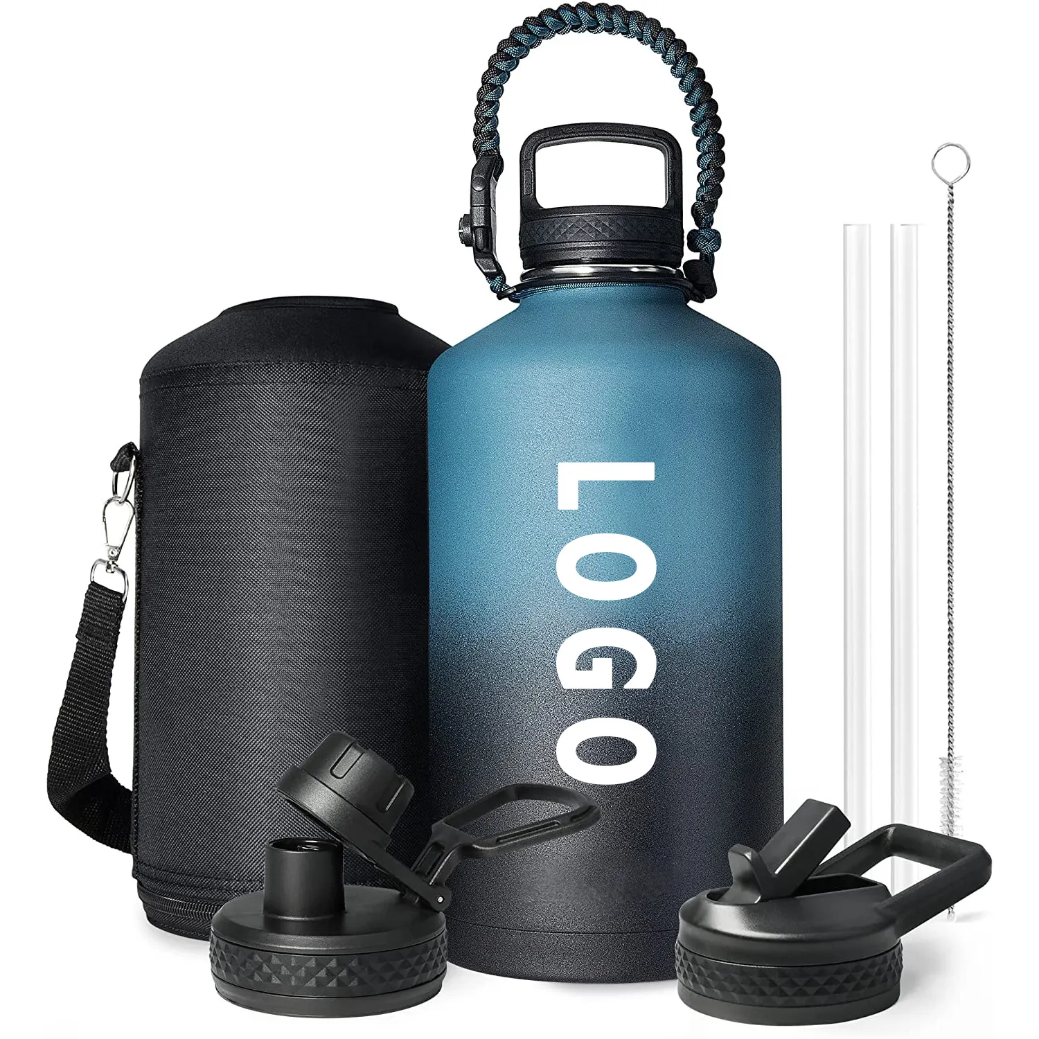 High Quality Outdoor Gym Gallon Water Jug Triple Walled Wide Mouth Vacuum Insulated Sport 128oz Stainless Steel Water Bottle