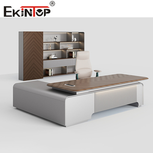 Sinonis Modern Waterproof PVC Wooden Table Executive <b>Office</b> Desk with Wood Surface Extendable Design for Commercial Use - Product Image 4