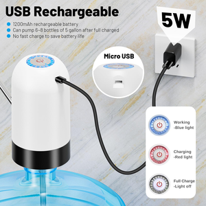 Adaptateur pour mini-chargeur USB, pompe électrique automatique pour bouteille de 5 gallons, pompe à eau potable portable alimentée par batterie - Product Image 6