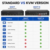 4K HDMI Quad Multiviewer KVM Switch 4 in 1 Out PIP POP Mouse Roaming Kontrol Hotkey RS232 IR Remote