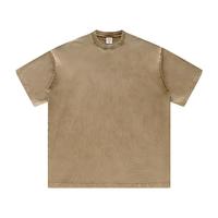 T-shirt Oversize en Coton Délavé Effet Vintage Épaules Tombantes Luxe Grammage Lourd Effet Vieilli Personnalisé Coupe Boxy Courte Homme