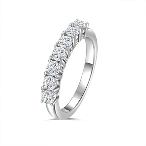 925 Sterling <span class=keywords><strong>Silver</strong></span> 3.0mm 0.7 Carat VVS Moissanite Anéis Empilháveis Metade Eternidade Banda de Casamento Anel para As Mulheres Homem - Product Image 5