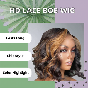 วิกผมยาวแบบมีลูกไม้ด้านหน้าความยาวระดับ HD สำหรับผู้หญิงวิก<span class=keywords><strong>ผมบ๊อบ</strong></span>บ๊อบแบบคลื่นสีดำสำหรับ<span class=keywords><strong>ผู้ใหญ่</strong></span> - Product Image 3