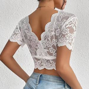 Body en dentelle <span class=keywords><strong>sexy</strong></span> à col en V pour femme, tissu dobby en polyamide et élasthanne, léger, fin et transparent, pour l'hiver, modèle ODM, <span class=keywords><strong>site</strong></span> européen - Product Image 4