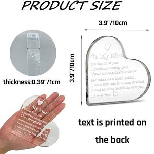 My Man Gift 3.9 ''x 3.9'' Acrylique Heart Keeke I Love You Statement Him Birthday Wedding Anniversary Valentine's Day Display Rack - Product Image 2