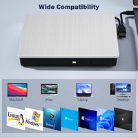 Lecteur DVD USB pour ordinateur portable, graveur externe mobile DVD-RW, graveur optique DVD/CD brossé, style interne, vente directe d'usine