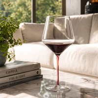 Verres à vin modernes personnalisés de 16 oz, gobelets en cristal soufflé à la main, pied coloré, pour Cabernet, Merlot et vins rouges