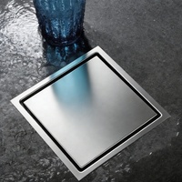 Siphon de sol de douche commercial moderne en laiton carré invisible de 4 pouces, anti-odeur et écologique, pour insertion de carrelage