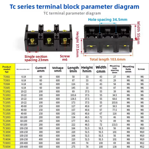 TC-400 maikasen công nghiệp rào cản thiết bị đầu cuối Dải 3-5p vít-fiexed khối thiết bị đầu cuối phạm vi dây (100-150mm2) 400A 600VAC M10 Nickel - Product Image 2