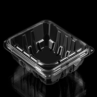 Boîte d'emballage personnalisée en plastique à charnière pour baies (myrtilles, raisins, cerises, framboises) en PET transparent, 125g