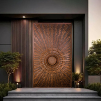 Porte extérieure en cuivre massif artisanale, finition laiton antique de luxe, entrée de villa, portail d'entrée de manoir, sur mesure