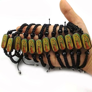 Cristal religieux fait à la main comme cadeaux et prières Saint Judas et vierge <span class=keywords><strong>Maria</strong></span> lecture vieux hommes jésus Bracelets en bois tissés à la main - Product Image 2