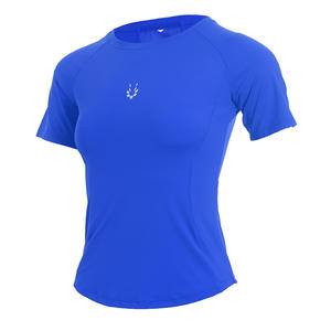 Camiseta deportiva de verano de manga corta para mujer, Camiseta ajustada de entrenamiento de secado rápido con decoración elástica y plisada - Product Image 4