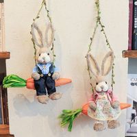 Lapin suspendu artisanal en paille artificielle pour décoration de mariage, maison et jardin, Noël, remise de diplôme - Élégantes décorations de Pâques, idées cadeaux