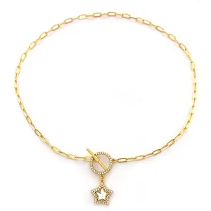 Grosir perhiasan gaya bintang rantai tulang selangka kristal sederhana cinta berlian kalung tetesan air produsen untuk wanita