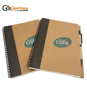 Notebook Kraft A4 promosi LOGO personal dengan pena Notebook kertas Spiral Kraft
