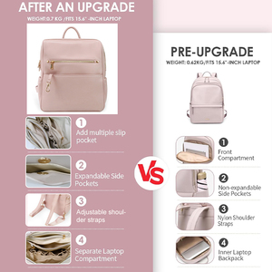 Mochila de cuero PU para mujer, mochila minimalista para ordenador portátil, mochila de viaje de gran capacidad, mochila escolar informal con bolsillo frontal con cremallera - Product Image 2
