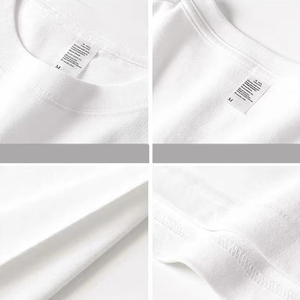 T-shirt pour homme en coton pur à col rond, tricoté à fil épais 300g, décontracté, surdimensionné, à manches courtes, de haute qualité, logo personnalisé - Product Image 2