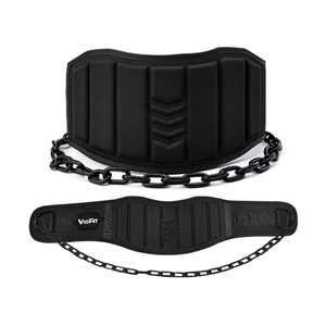 VIGFIT sabuk Angkat Berat Fitness, sabuk tarik ke atas Horizontal bar kekuatan pinggang sabuk celup pelatih jongkok dengan rantai besi - Product Image 2