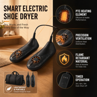 Sèche-chaussures mini noir pour cyclisme avec ventilateur intégré, séchage rapide portable pour chaussures