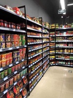 Étagères de présentation et de stockage de pâtisseries et biscuits pour magasins de proximité, de qualité supérieure, sur mesure, verticales, double face, métalliques