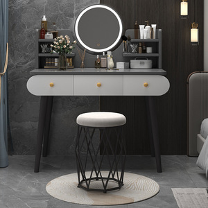 <span class=keywords><strong>Tocador</strong></span> Moderno Italiano Simple y Duradero de Acero Inoxidable para <span class=keywords><strong>Niñas</strong></span> con Espejo Iluminado y Almacenamiento, Mesa de Maquillaje para Dormitorio Pequeño - Product Image 3