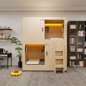 Cama cápsula moderna para hotel, litera para albergue juvenil, con almacenamiento con cerradura, para apartamento o dormitorio, individual, sencilla, de madera, tipo cápsula de descanso para viajeros - Product Image 3