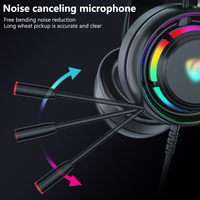 Headset Gaming Dinamis RGB Berkabel Over-ear dengan Suara HD dan Suara Hi-Fi untuk Penggunaan Komputer E-Sports Profesional