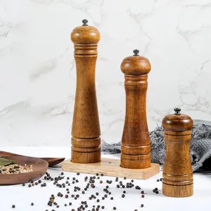 Wooden Pepper Mill Grinder for Black, White, Red Pepper and other Spices 5 Inches