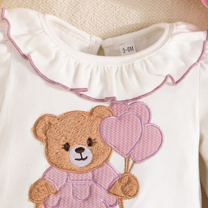 Otoño Invierno lindo oso patrón de manga larga bebé niña dulce traje <span class=keywords><strong>Joker</strong></span> pantalones transfronterizo exclusivo algodón diseño Floral - Product Image 3