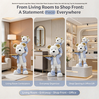 Statue en résine Père et Fils Ours, inspirée de Bearbrick, grande figurine décorative de sol avec plateau pour salon, cadeau de pendaison de crémaillère